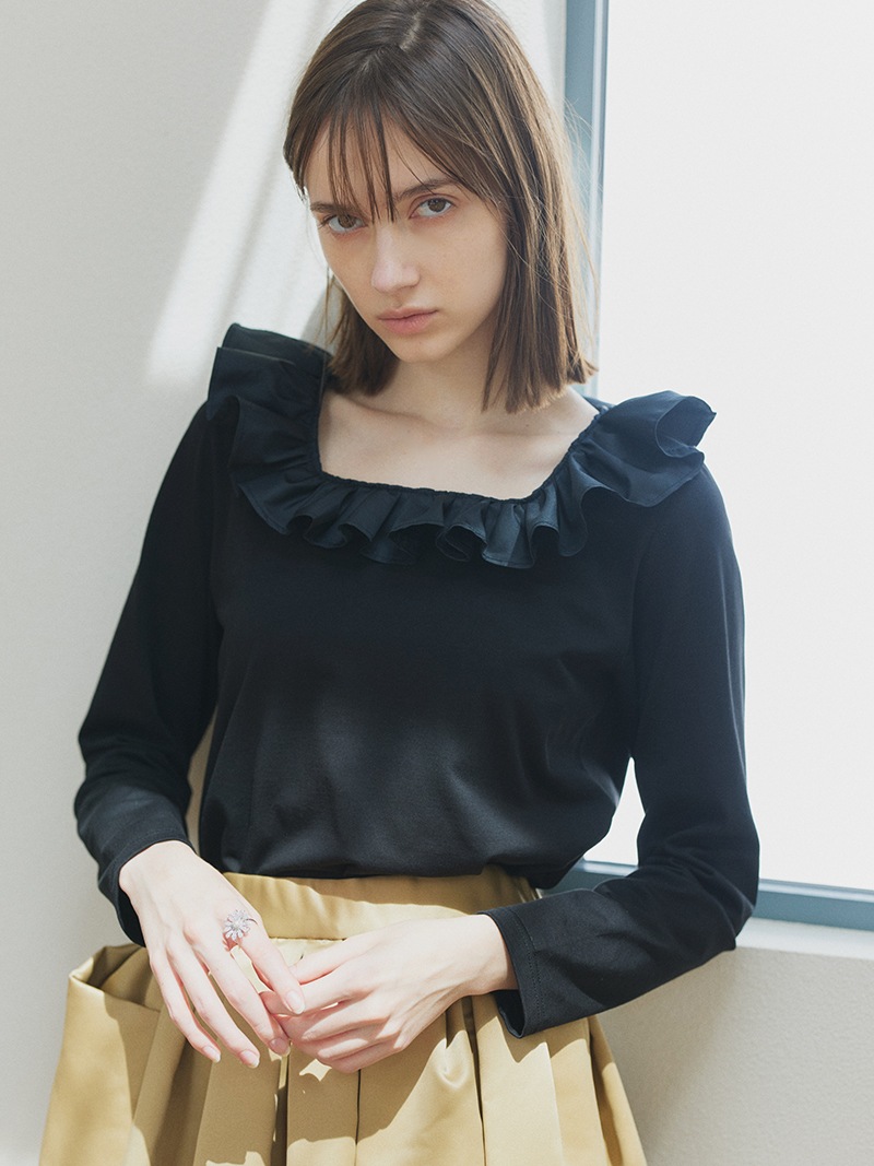 ラッフルフリルトップス(BLACK) | Tops | | TREFLE＋1（トレフルプラス