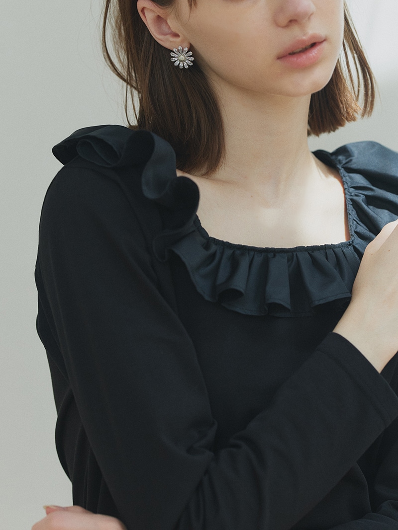 ラッフルフリルトップス(BLACK) | Tops | | TREFLE＋1（トレフルプラス
