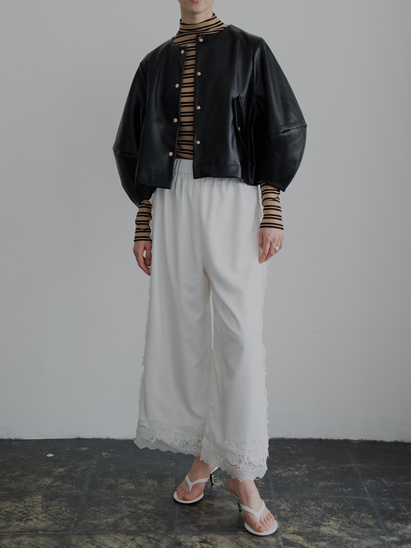 TREFLE＋1 プリーツエコレザージャケット プリーツレザーライクジャケット | Outer | | TREFLE＋1