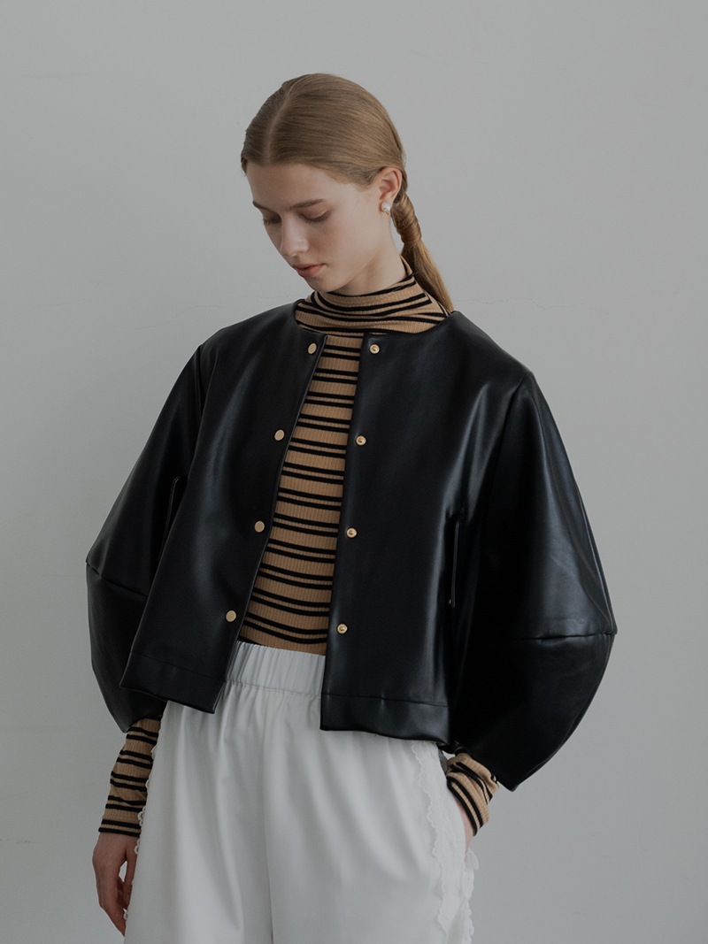 TREFLE＋1 プリーツエコレザージャケット TREFLE＋1 プリーツエコレザージャケット