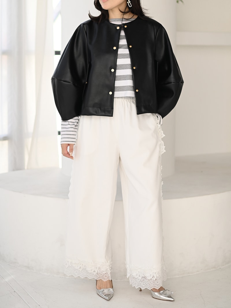 プリーツレザーライクジャケット | Outer | | TREFLE＋1