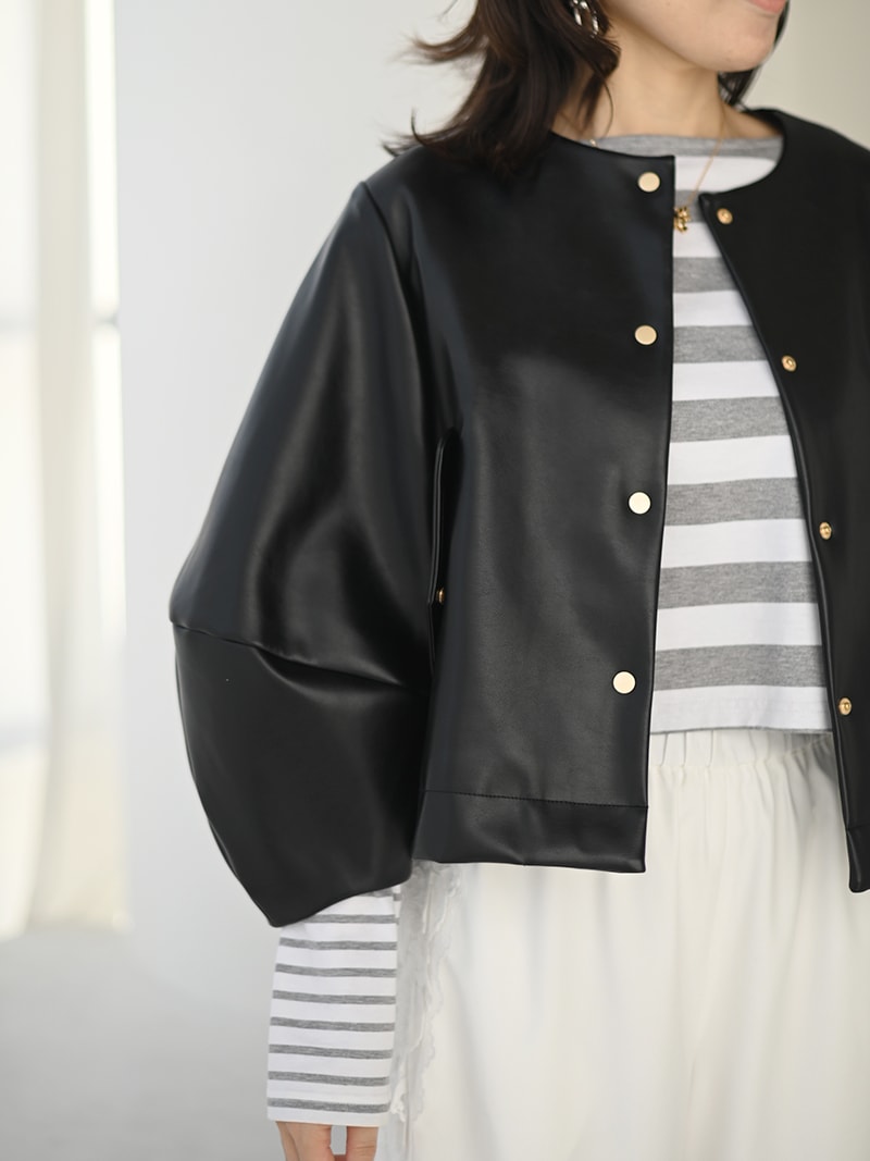 プリーツレザーライクジャケット | Outer | | TREFLE＋1