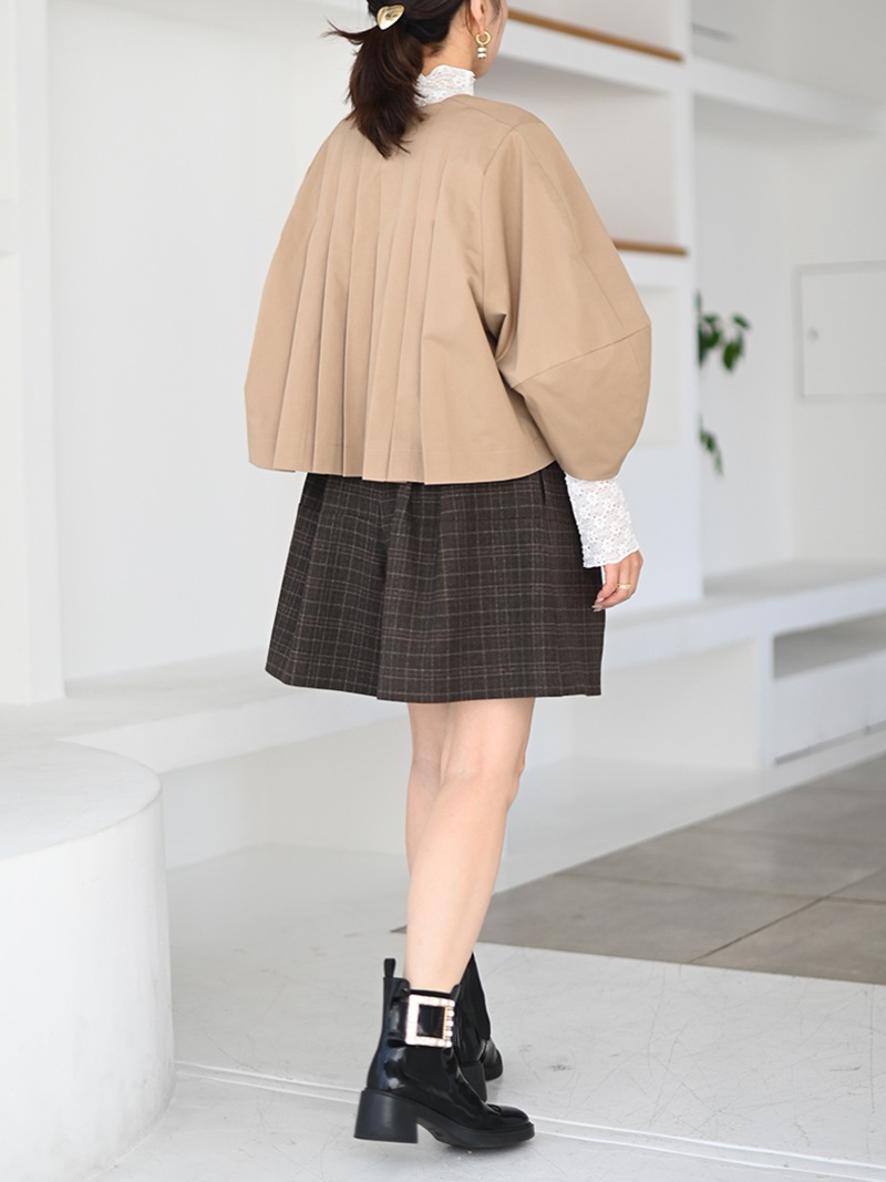 TREFLE＋1 プリーツエコレザージャケット プリーツレザーライクジャケット | Outer | | TREFLE＋1