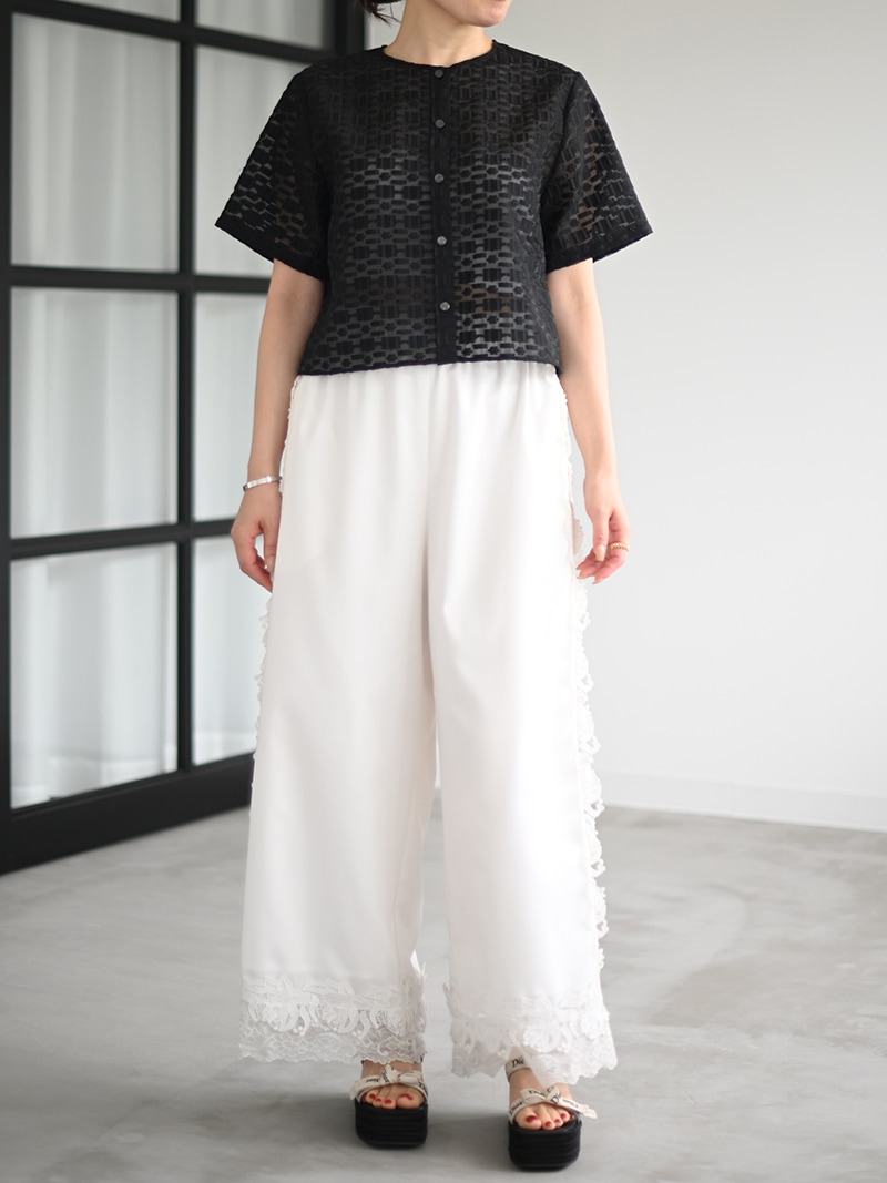 【完売品】TREFLE+1 シアージャガードトップス ホワイト シアージャガードトップス | Tops,ブラウス | | TREFLE＋1（トレフル