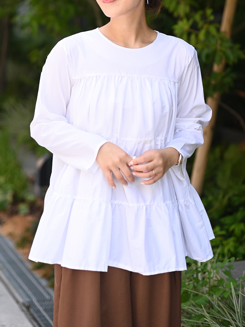 trefle+1 トレフル　スカラップオフショルトップス　ホワイト スカラップオフショルトップス～半袖 | Tops,トップス