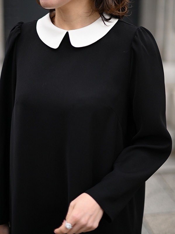 トレフルプラスワン 白襟ティアードワンピース 黒 【公式通販】