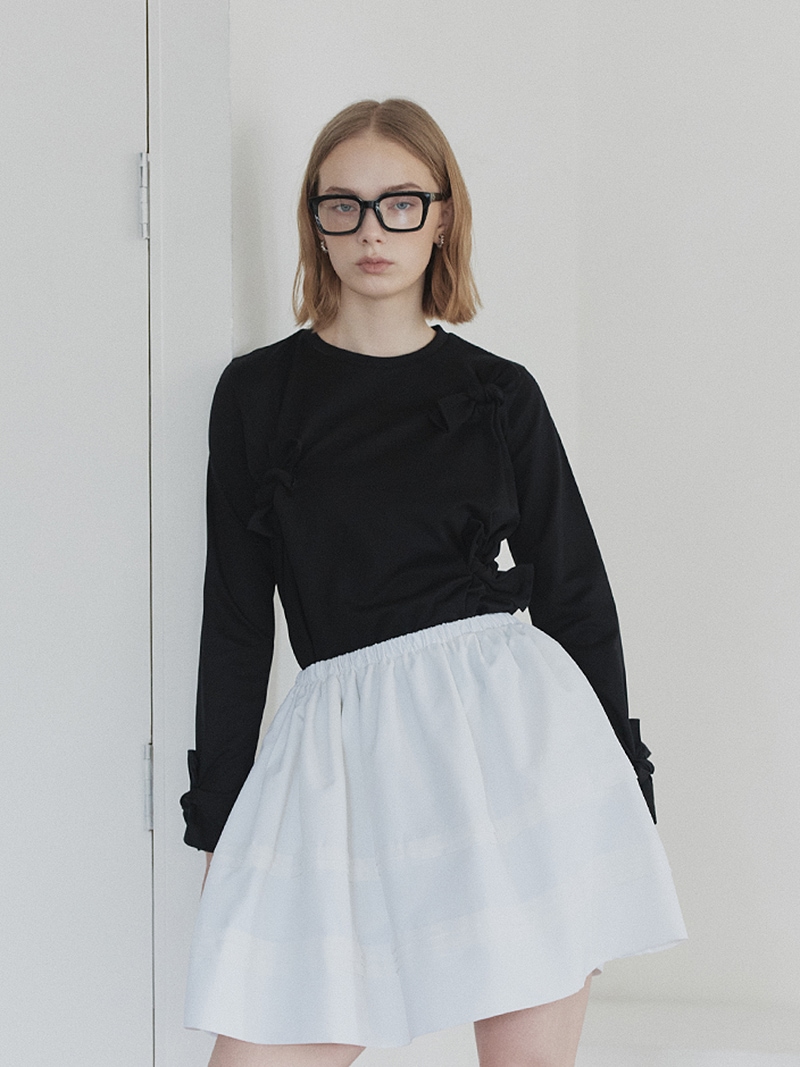 はく　トレフルプラスワン trefle +1リボン　ブラウス リボンカットソー | Tops,Tシャツ | | TREFLE＋1（トレフルプラスワン）