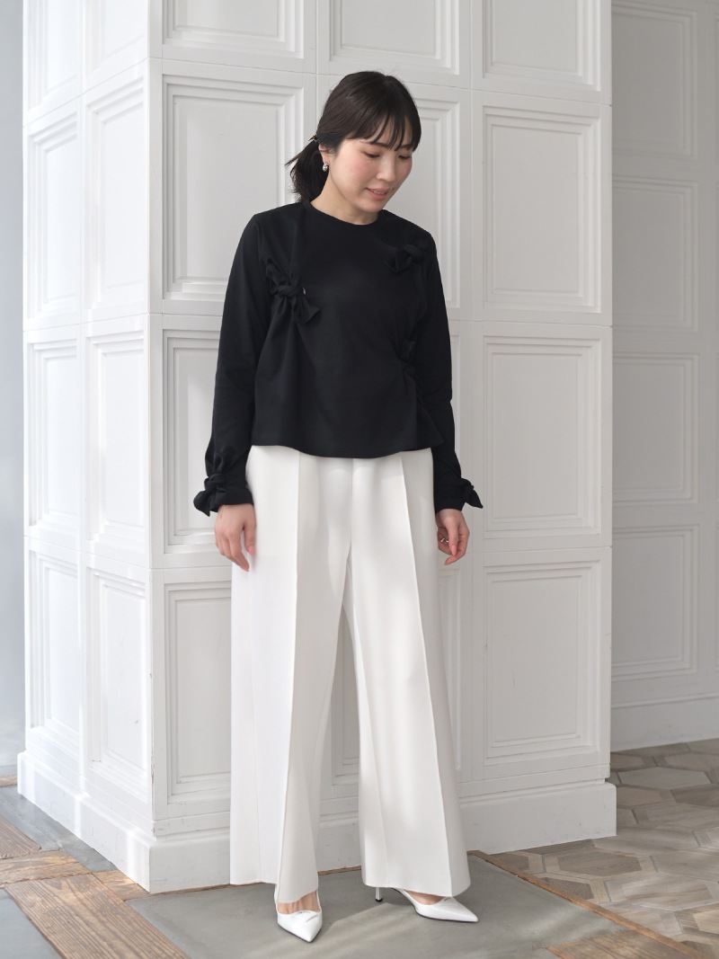 はく　トレフルプラスワン trefle +1リボン　ブラウス リボンカットソー | Tops,Tシャツ | | TREFLE＋1（トレフルプラスワン）