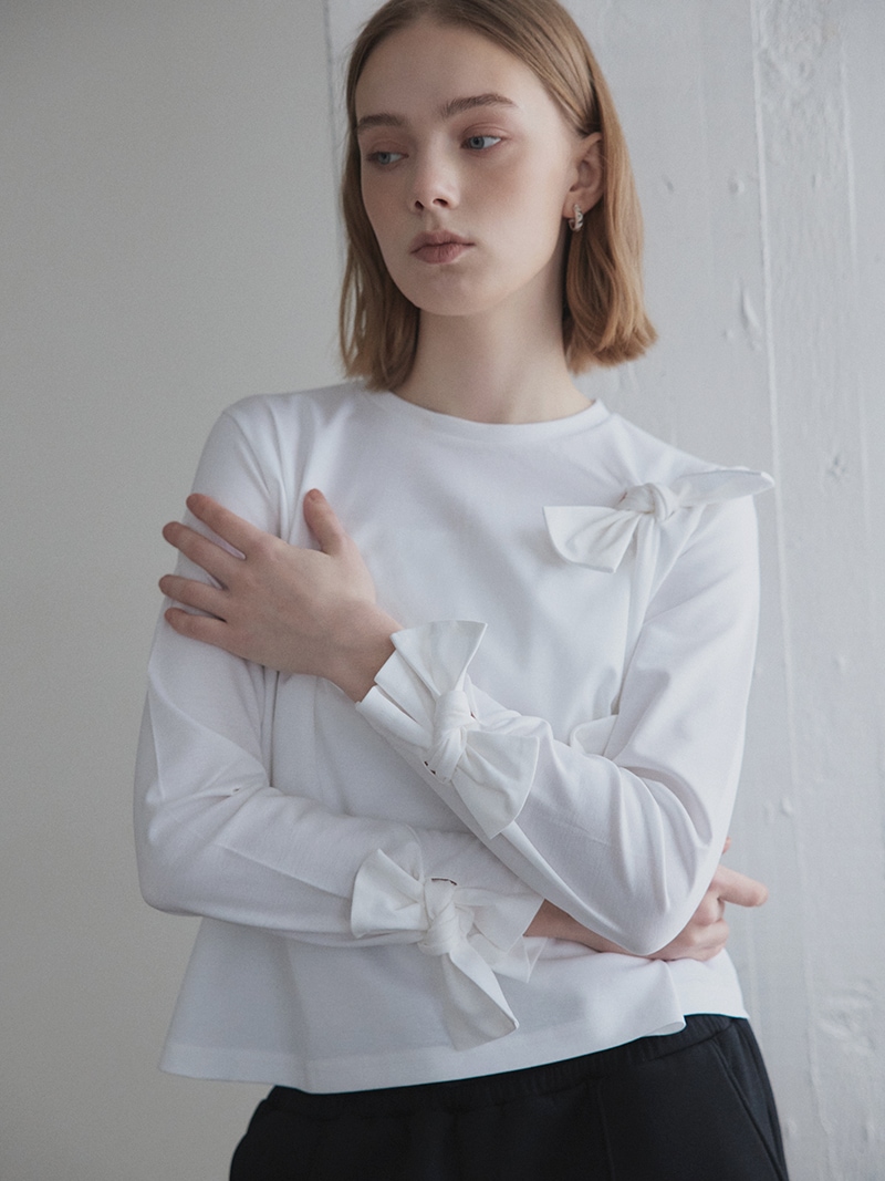 TREFLE+1 (トレフルプラスワン) お袖リボンブラウス リボンカットソー | Tops,Tシャツ | | TREFLE＋1（トレフルプラスワン）