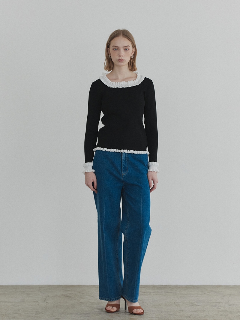 フリルスクエアニット | Tops,トップス | | TREFLE＋1（トレフルプラス