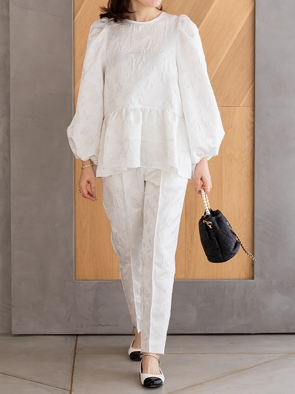 トレフル TREFLE+1 フラワーブラウス ホワイト