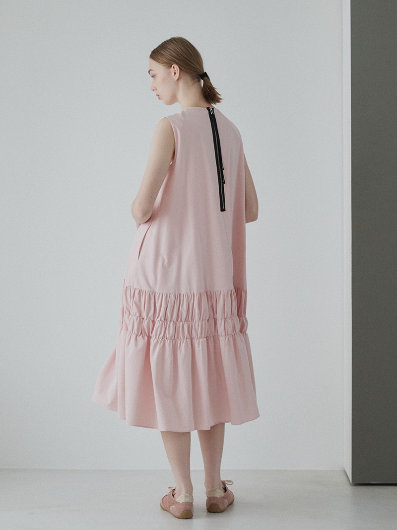 FOXEY ノースリーブ ティアードワンピース ピンク FOXEY（フォクシー） 42671 DRESS MARION ティアード ワンピース