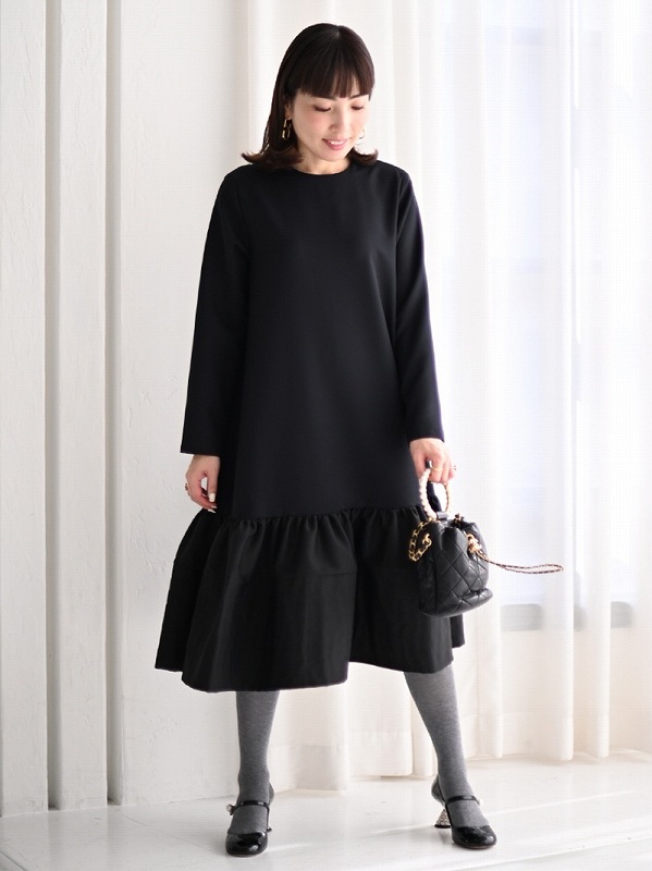 trefle+1 トレフルプラスワン☆リリーワンピース 黒 ブラック