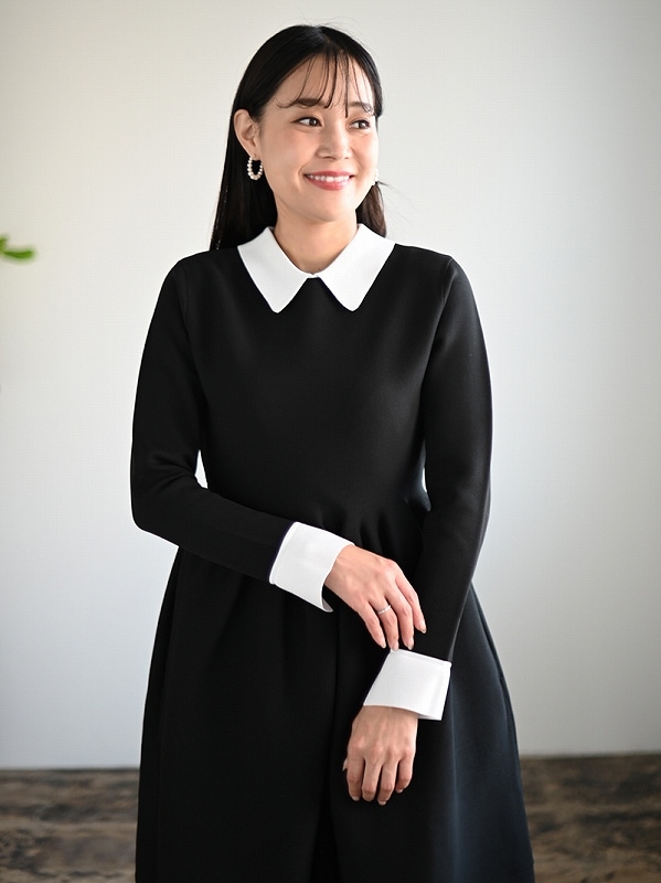 襟ニットワンピース | Onepiece,長袖 | | TREFLE＋1（トレフルプラスワン）