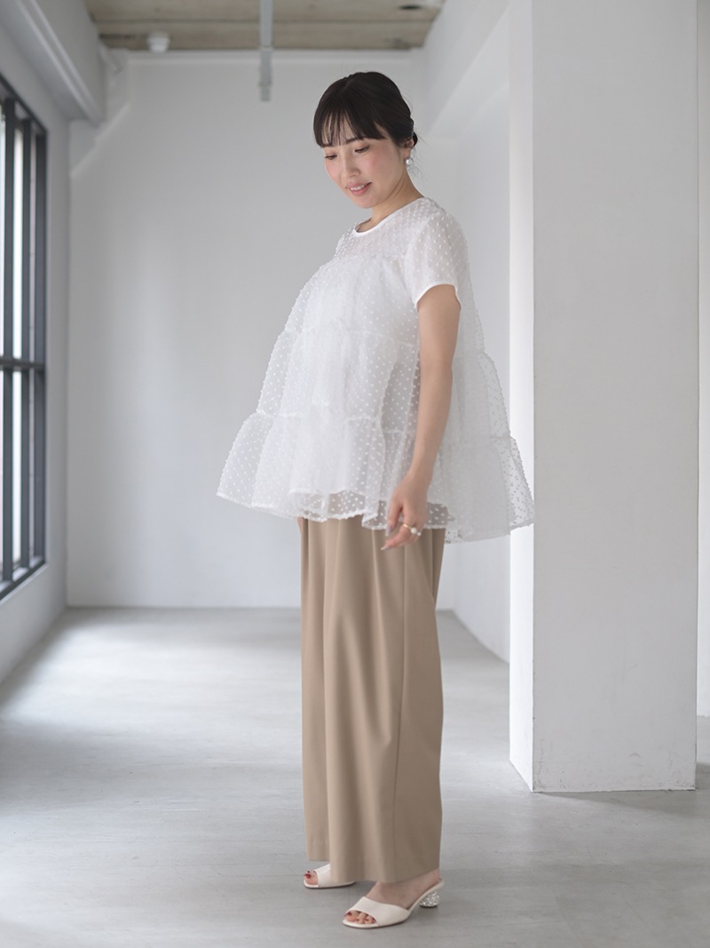 【セール中】trefle+1 フェザー襟トップス アイボリー シアードットフェアリートップス～半袖 | Tops,ブラウス | | TREFLE＋1