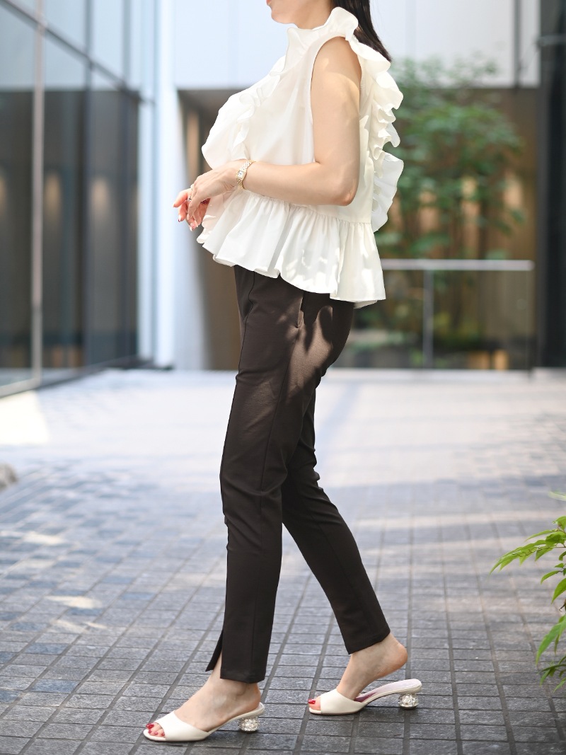 日本製スリットパンツ（BROWN）～short丈 | Bottoms,スリット
