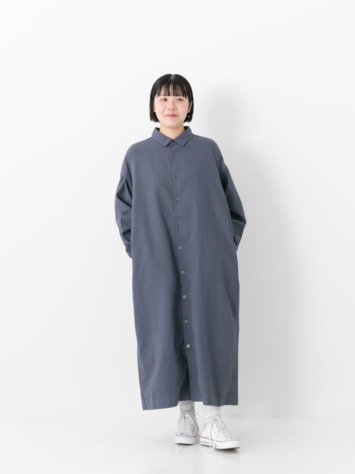 60/1アンカットコール近江晒加工 レギュラーカラービッグシャツ