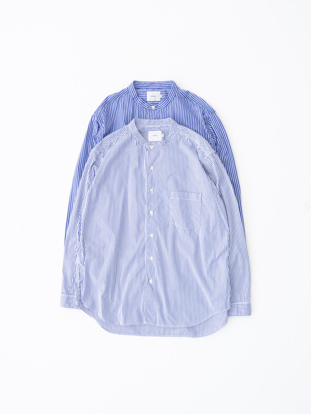 80/2ブロードストライプ スタンドカラーオーバーサイズシャツ R37603