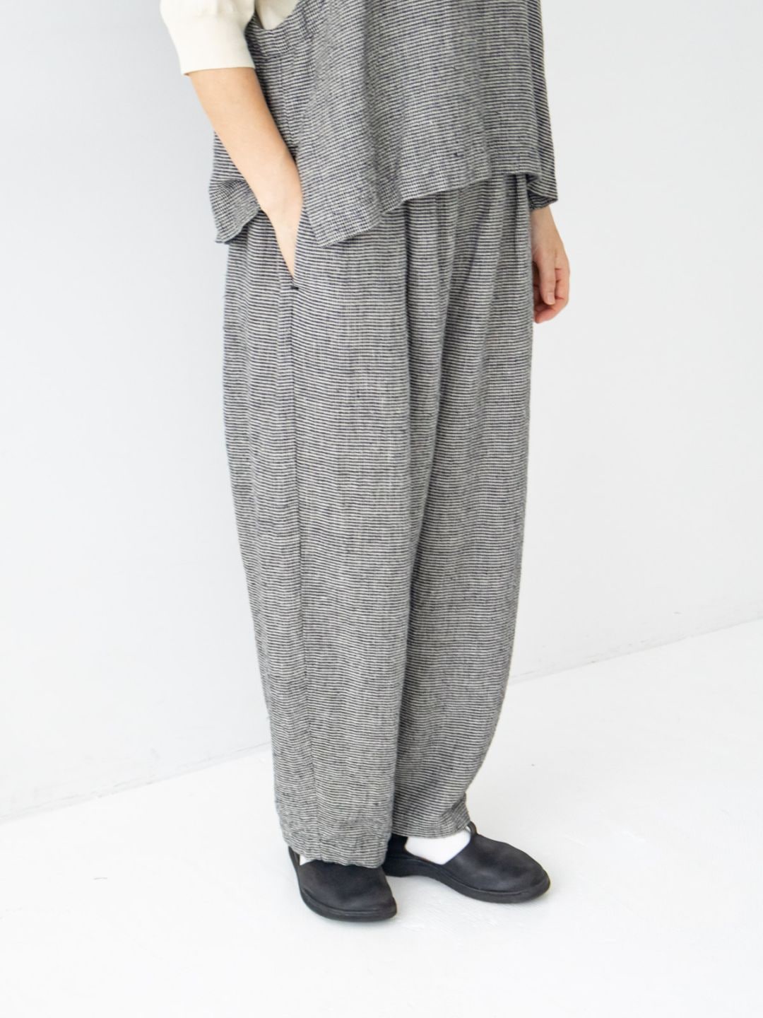 T*様 julius archive 2017aw タックドバギーパンツ　ric リネンシルクハウンドトゥース ワンタックバギーパンツ P71600 prit