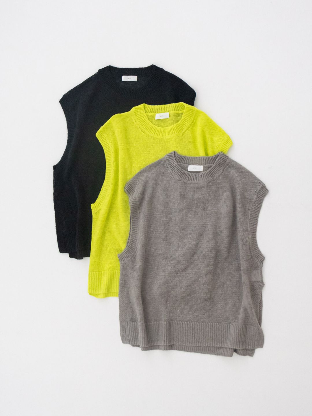 2/24リネン7G天竺編み クルーネックベスト P916104 prit | prit