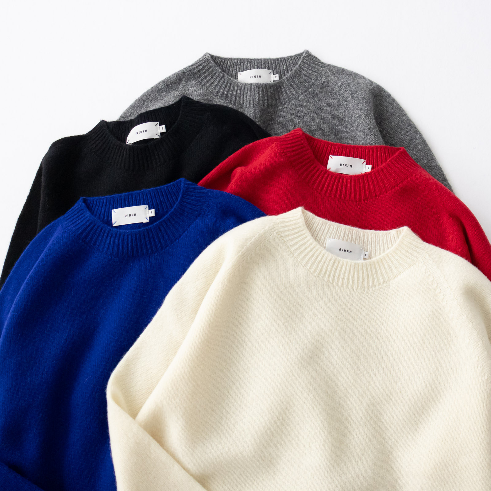 2/15ウール天竺編み(ホールガーメント) クルーネック R17681 RINEN