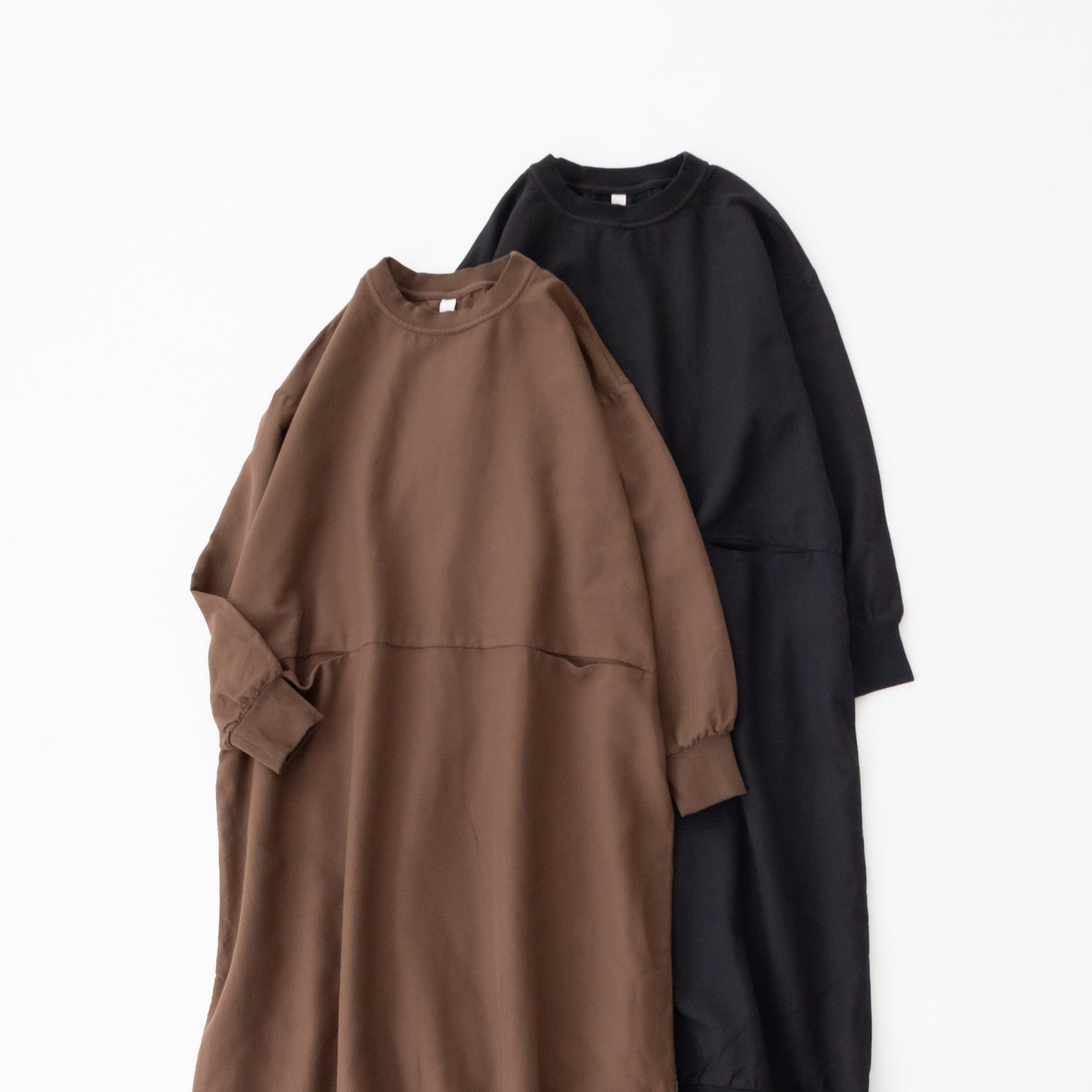 タオルデニム クルーネックスラッシュポケットワイドワンピース P80649