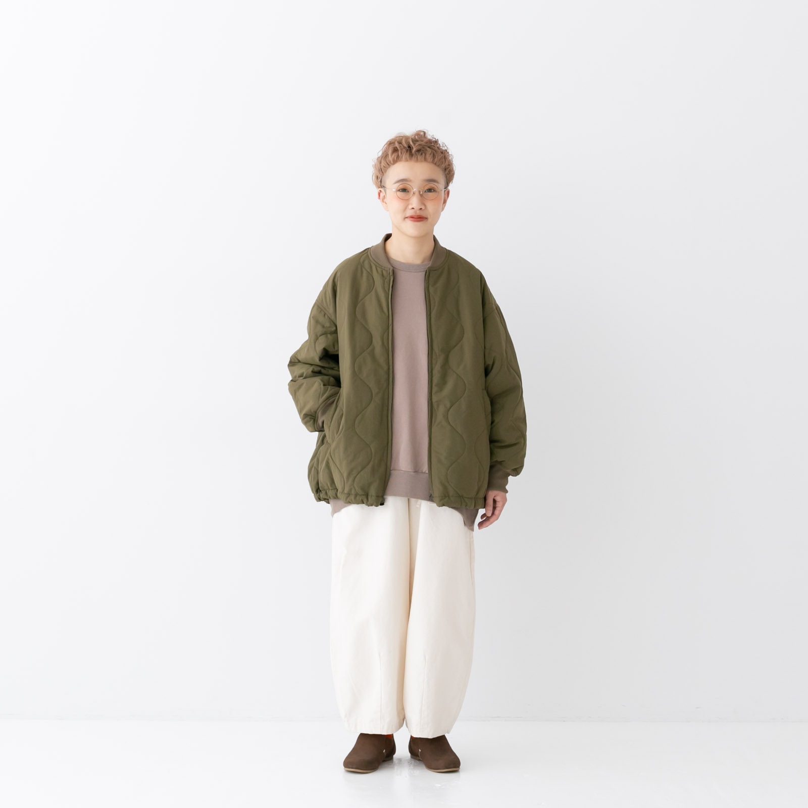 ポリプロイド　ブルゾン ナイロンタッサーオニオンキルト ZIPショートブルゾン P60602 prit