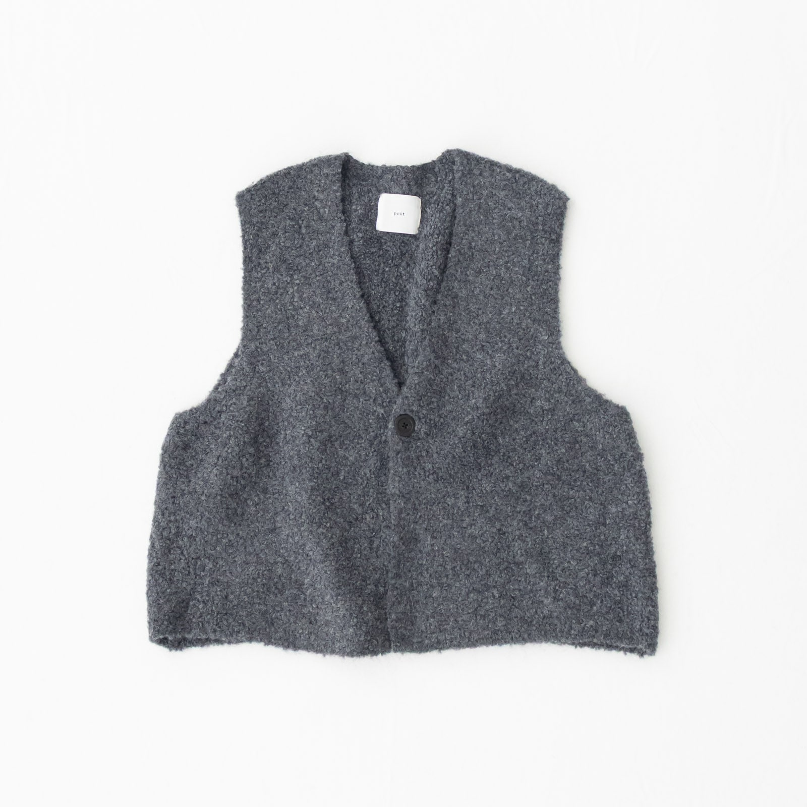 1/2.8ブークレ3G天竺編み ワンボタンベスト P906100 prit | prit