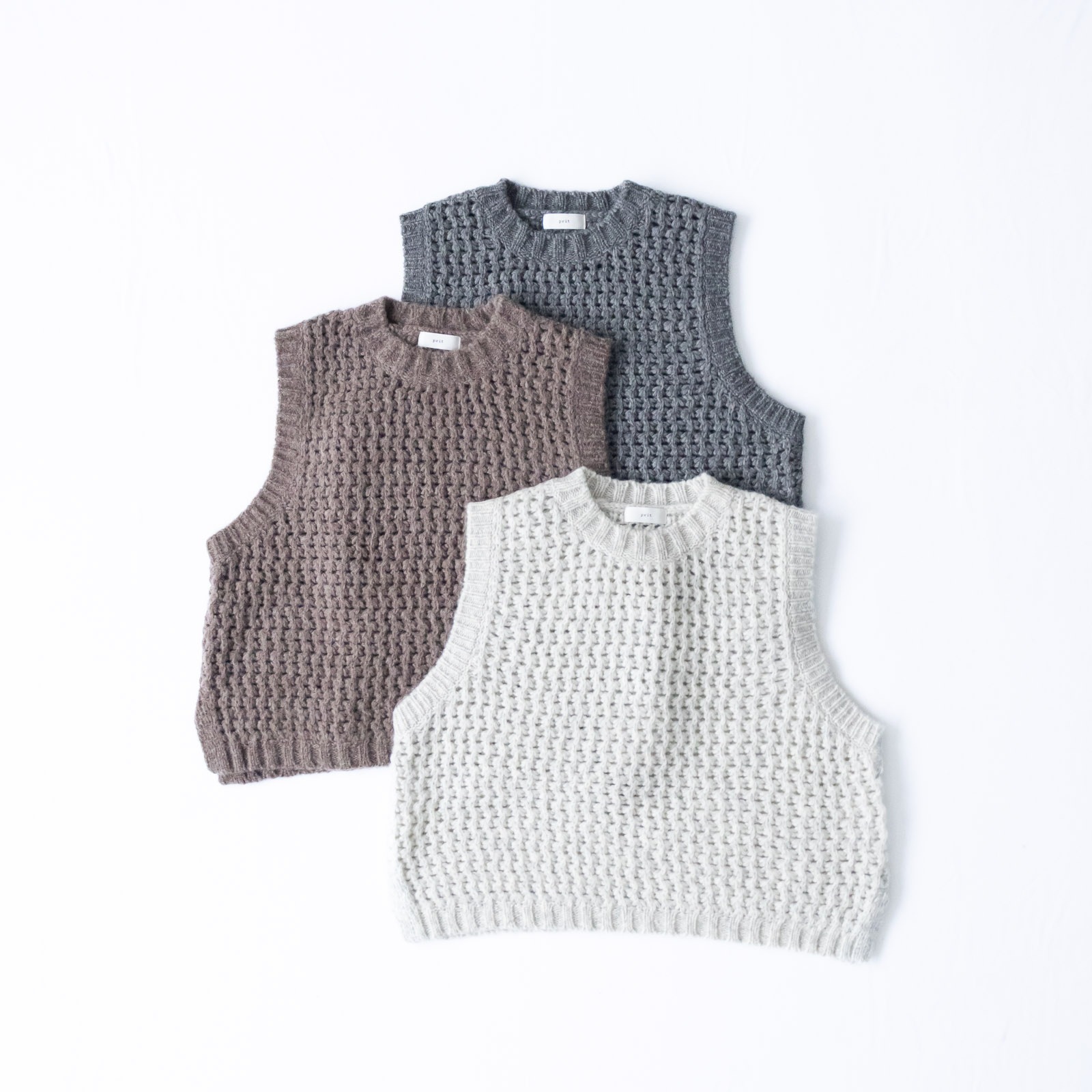 1/3ファインメリノウールナイロン3Gワッフル編み クルーネック