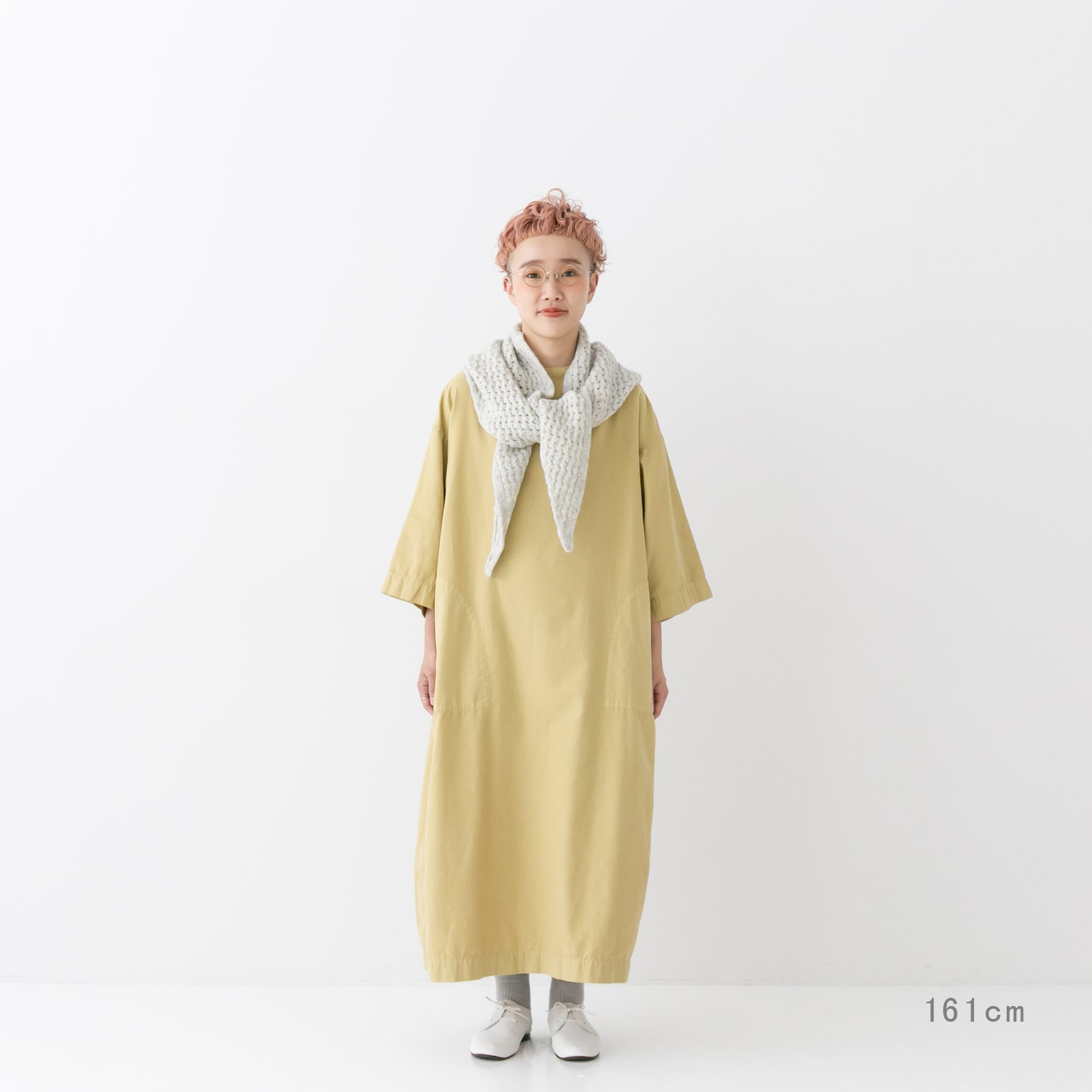 40/1ネルモールスキン 7分袖ボトルネックワンピース P80631 prit