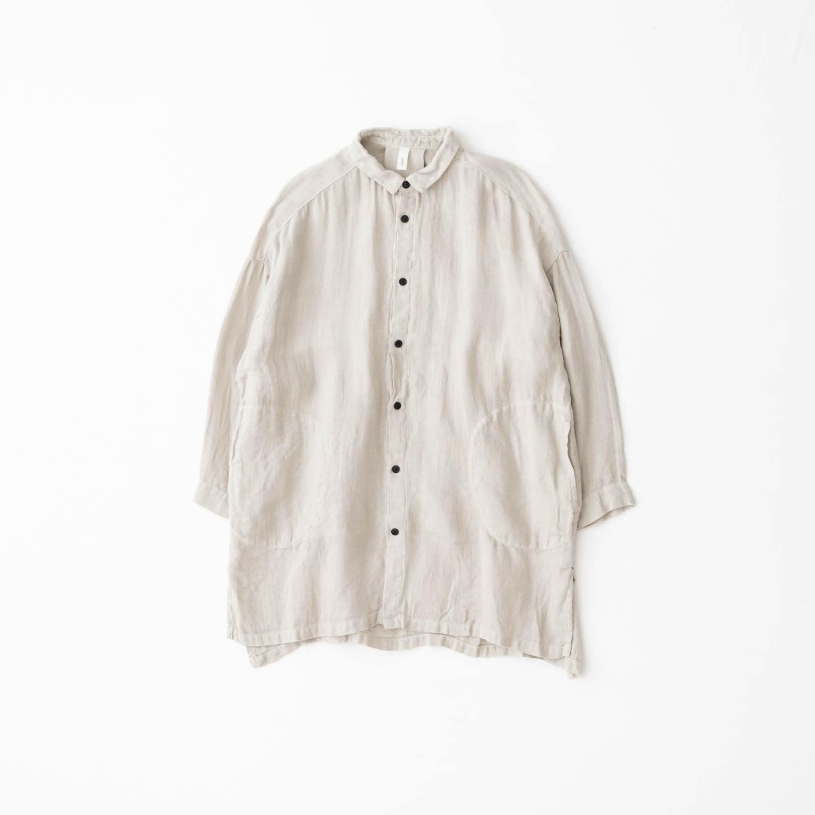 40/1フレンチリネンドビークロス レギュラーカラーロングビッグシャツ