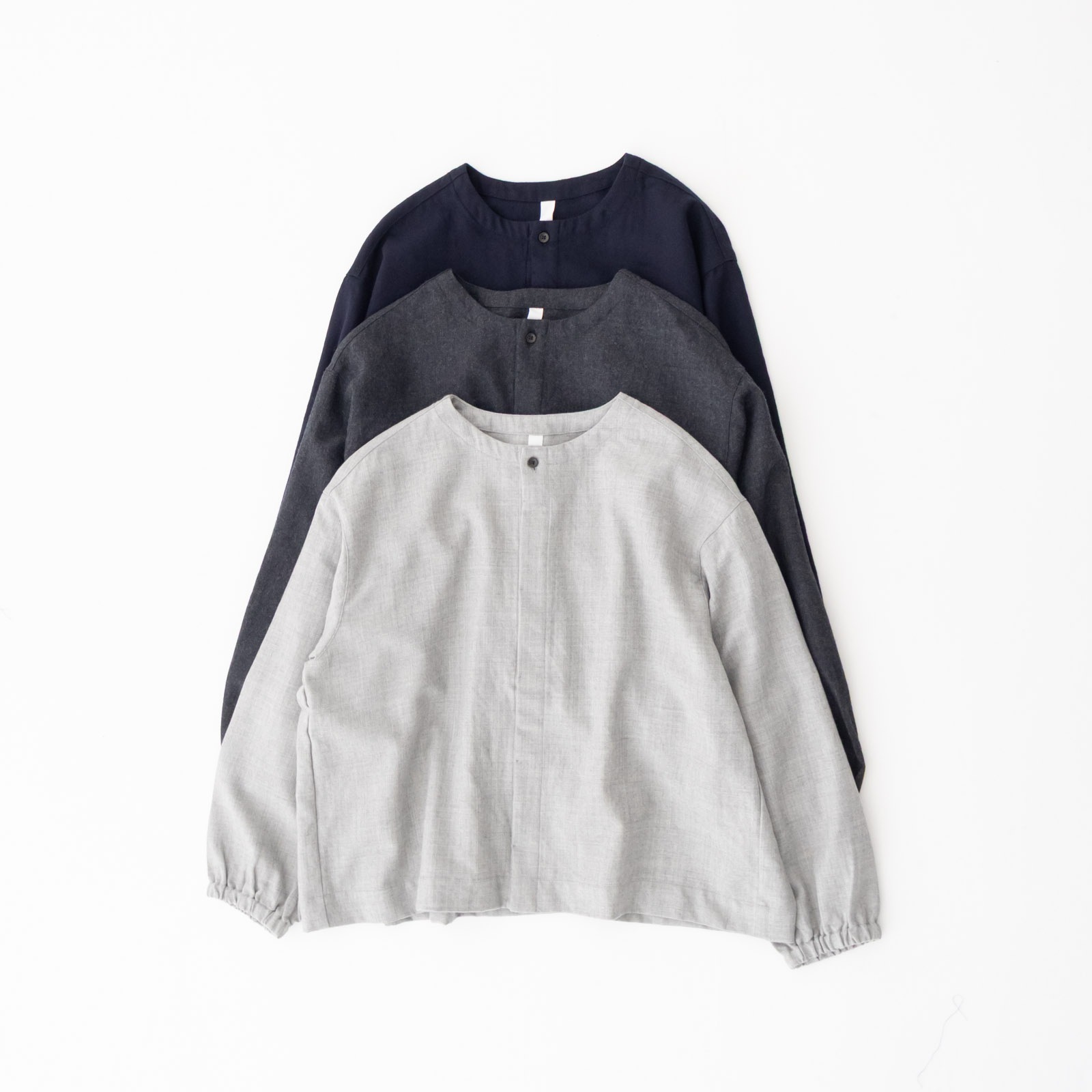 2/48ウール綾織 ノーカラーブラウス P80619 prit | prit,シャツ | TRIP