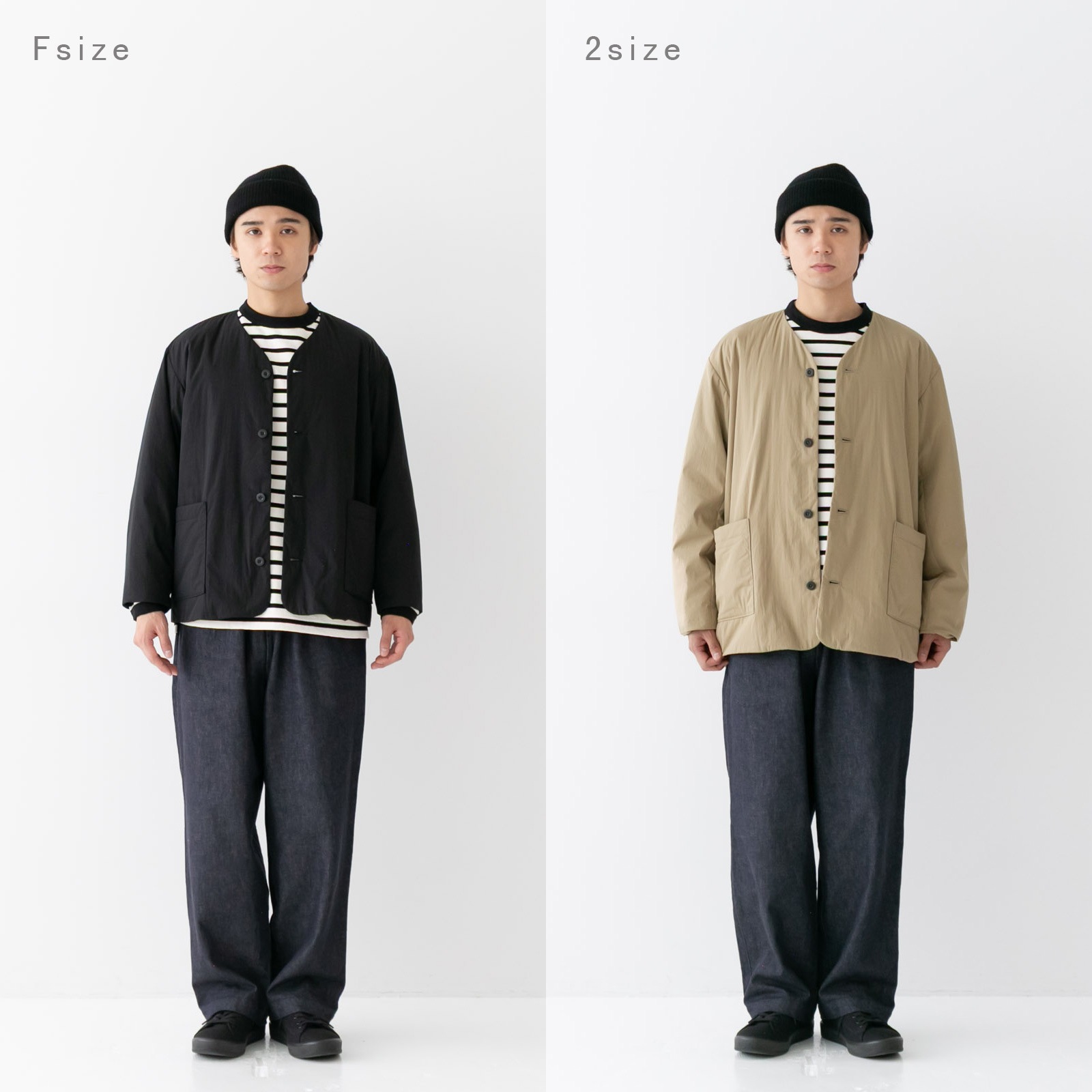 綿ナイロンタイプライター(中綿ボンディング) ノーカラージャケット