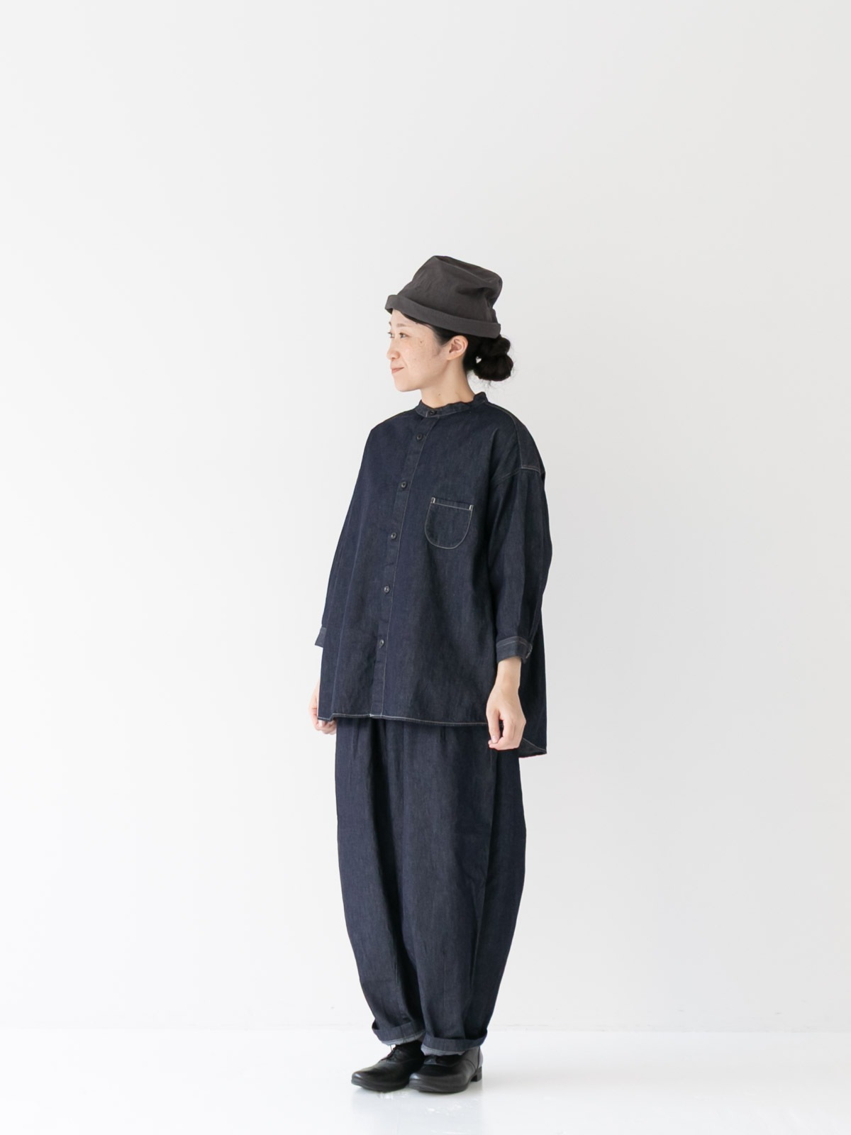 6ozデニム 7分袖スタンドカラーシャツ P81615 prit | prit,シャツ | TRIP