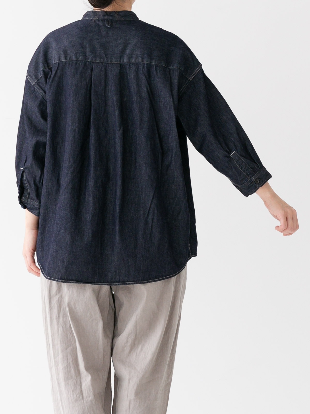 6ozデニム 7分袖スタンドカラーシャツ P81615 prit | prit,シャツ | TRIP