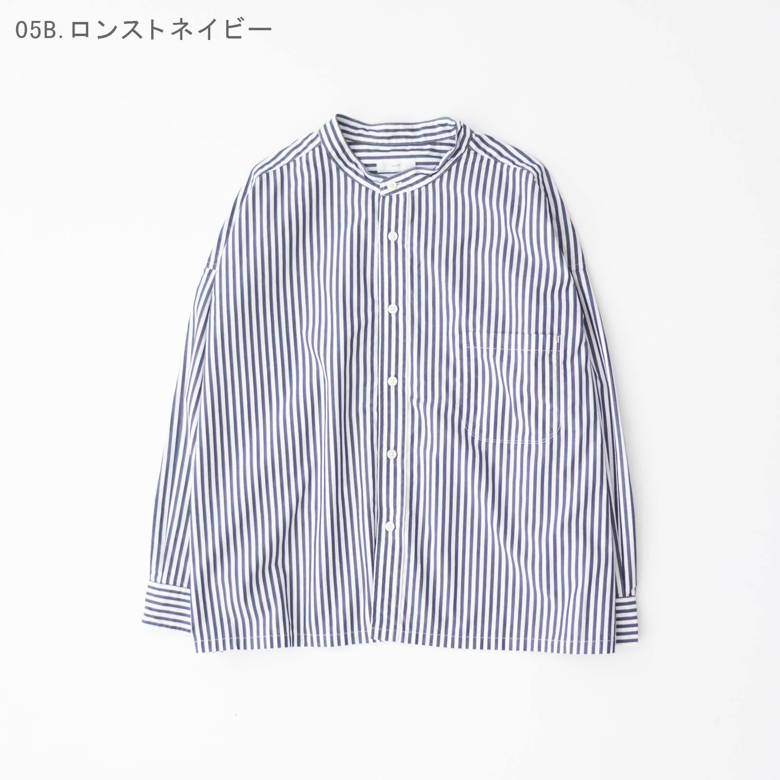 40/1ブロードストライプ スタンドカラービッグシャツ P80650