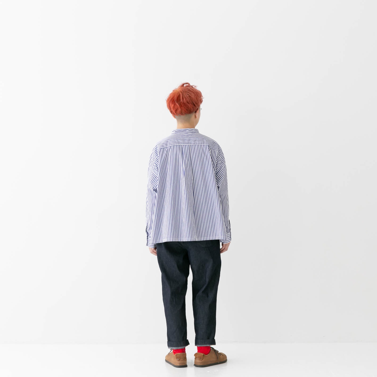 プリット prit 40/1ブロードストライプ スタンドカラービッグシャツ prit｜長袖シャツ 40/1ブロードストライプ スタンドカラービッグ