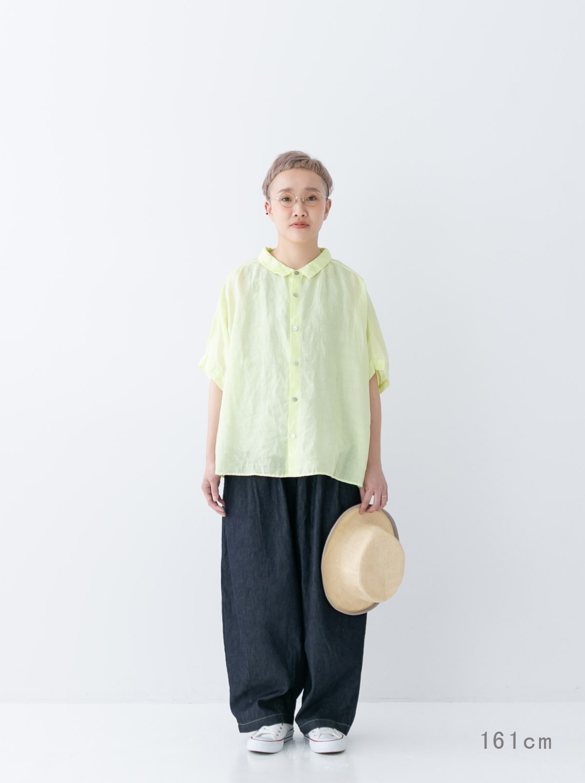 160/1ラミー 5分袖レギュラーカラービッグシャツ P82630 prit | prit