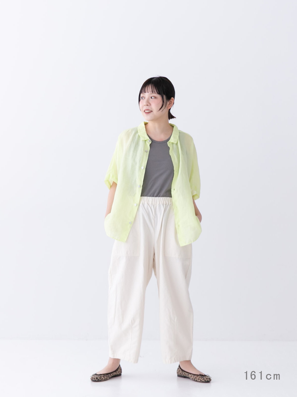 160/1ラミー 5分袖レギュラーカラービッグシャツ P82630 prit | prit