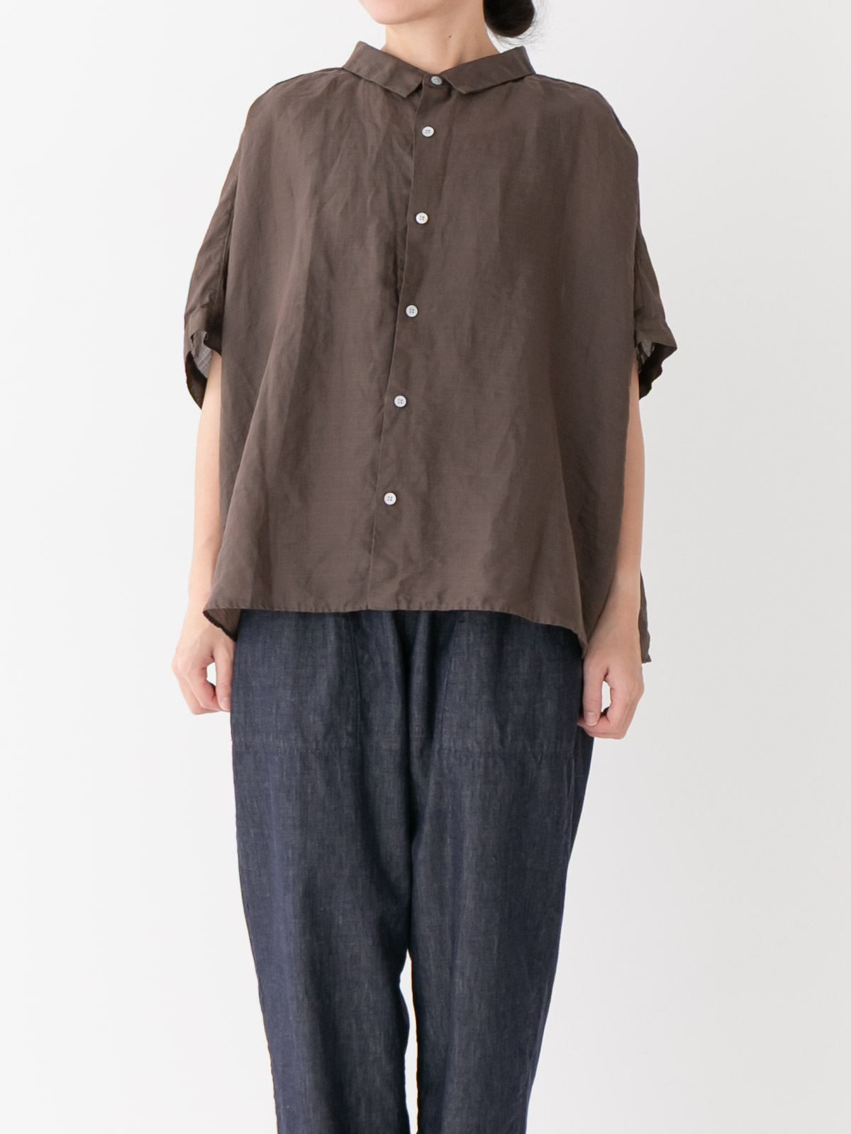 160/1ラミー 5分袖レギュラーカラービッグシャツ P82630 prit | prit