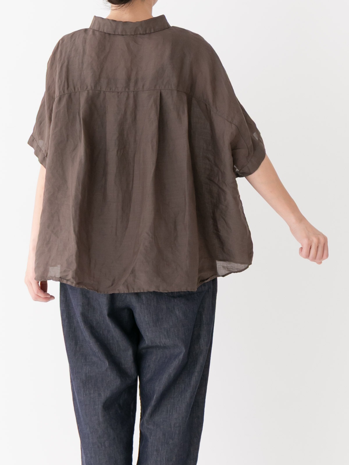 160/1ラミー 5分袖レギュラーカラービッグシャツ P82630 prit | prit