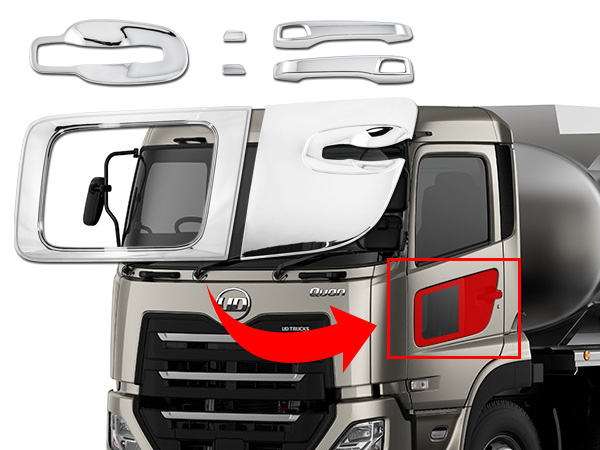 日産UD クオン パーフェクトクオン メッキ ドアハンドルプロテクター