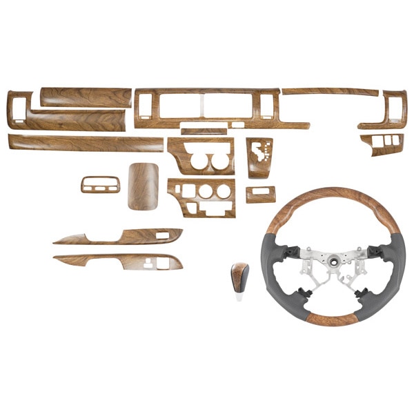 ハイエース200系1型2型3型ワイド用内装インテリアパネル18ピース 黒木目　3点セット ハイエース 200系 1型 2型 3型 2004(H16).8 - 2013(H25).11 ワイド