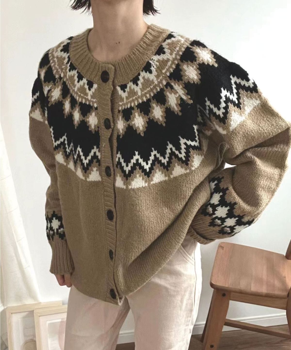 batoner カーディガン　ノルディック　hyke 前後2wayノルディック柄ニットカーディガン | OUTER,カーディガン