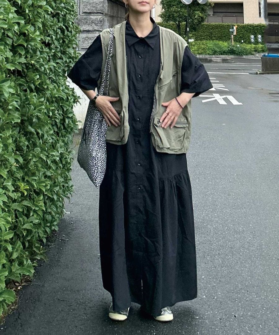 【最終値下げ】美品　2way フロントデザインカットワークシャツワンピース 秋半額SALE対象】 2way シャツワンピース キーネック バンド