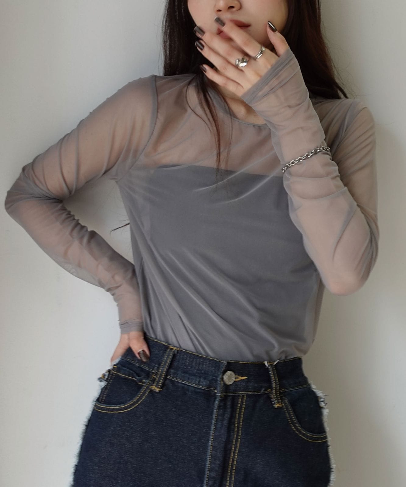 y2k vintage パワーネット　セカンドスキン　メッシュ　ロンT Amazon.co.jp: スパイダーニット y2k グランジ メッシュニット