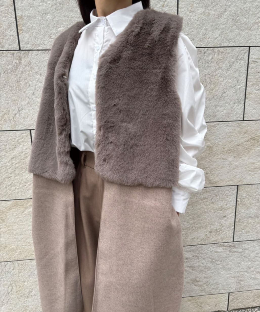 フェイクファー切替ロングベスト | TOPS,ベスト | LOWY BY CORNERS