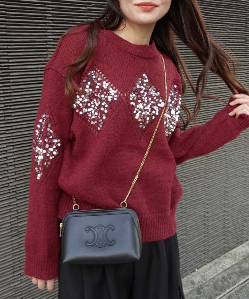 スパンコールアーガイルニットプルオーバー | TOPS,ニット | LOWY BY