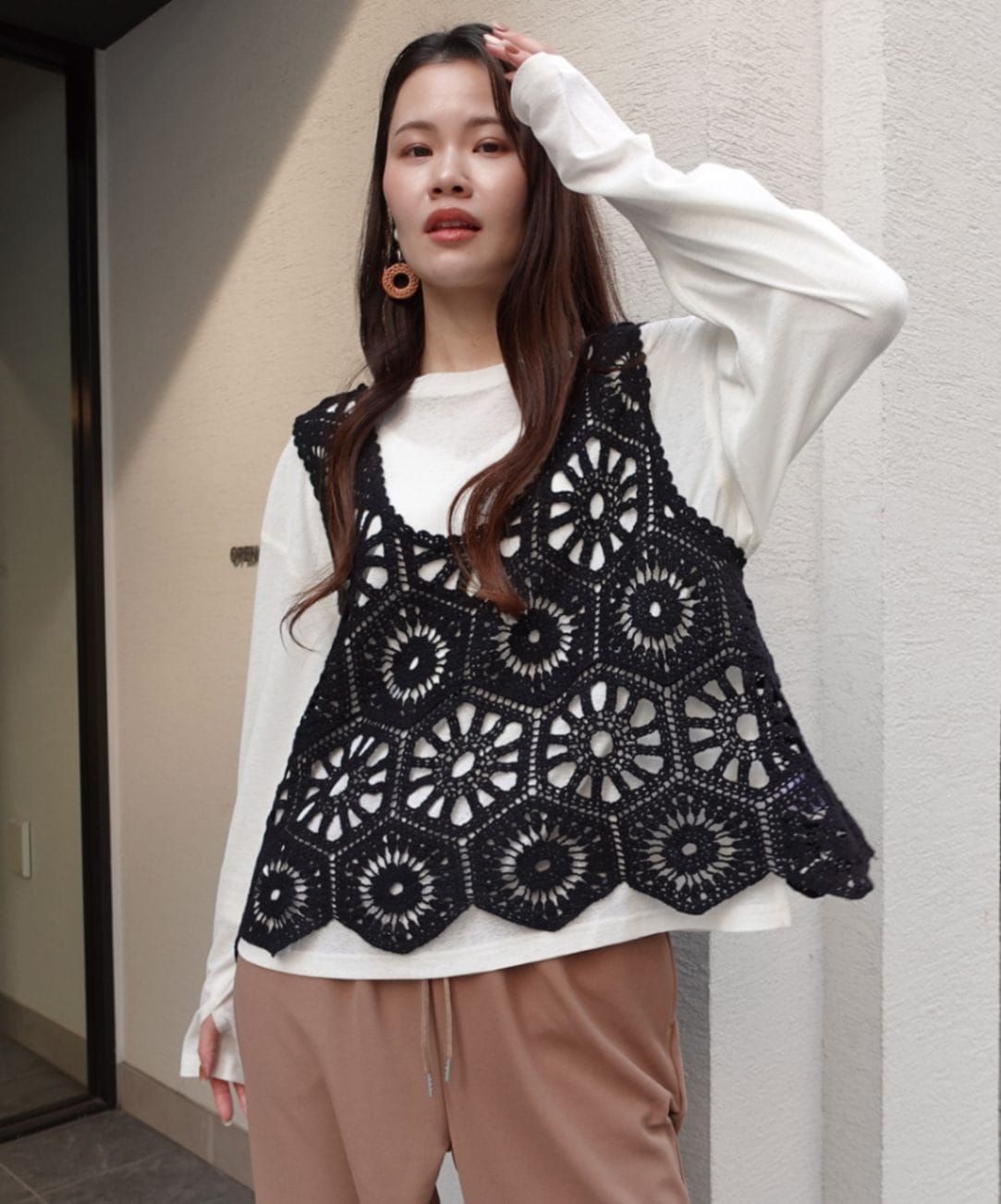オールドヒス　ヒステリックス　カギ編みタンクトップ I knitted a simple tank top with a simple pattern using easy