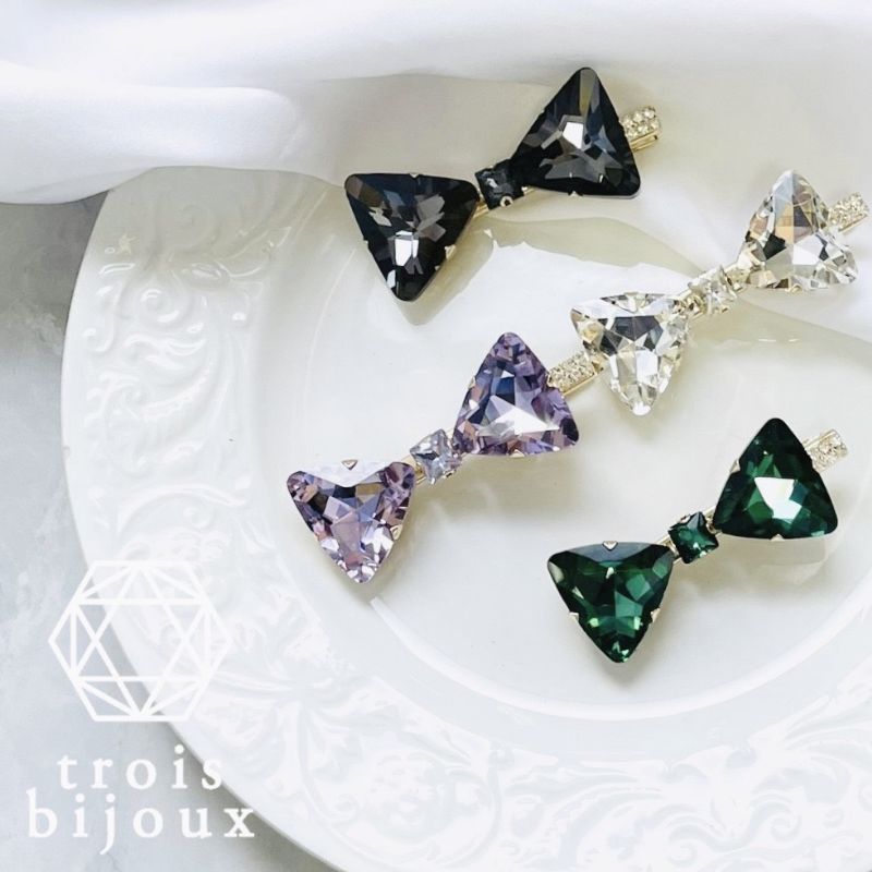 lovely.ribbonclub ビジュー付きピンクリボンヘアアクセサリー lovely.ribbonclub ビジュー付きピンクリボンヘアアクセサリー